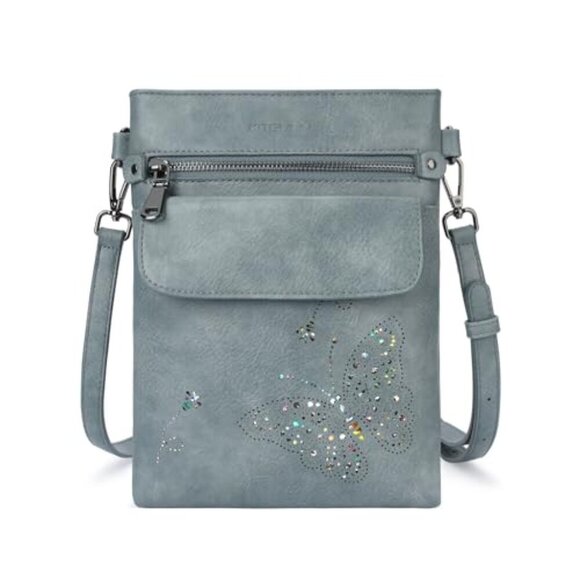 Vegan Leather Crossbody Bag Adjustable Strap Multiple Pockets Compact - Picture 2 of 8